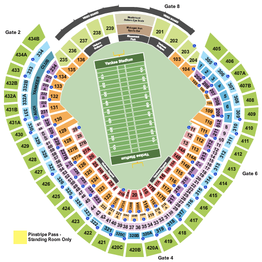 Yankee Stadium Pinstripe Bowl Seating Chart